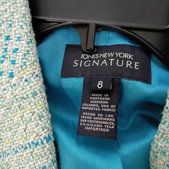 Jones NY Signature Tweed 90's Fringe Text Jacket 8 Fringe Old Money Chic Classic - Picture 7 of 12